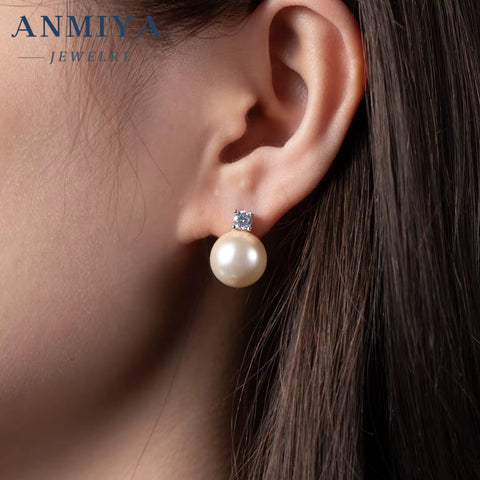High Quality Fashion Jewelry Plated 925 Silver Needle Stud Cubic Zirconia Pearl Earrings for Women