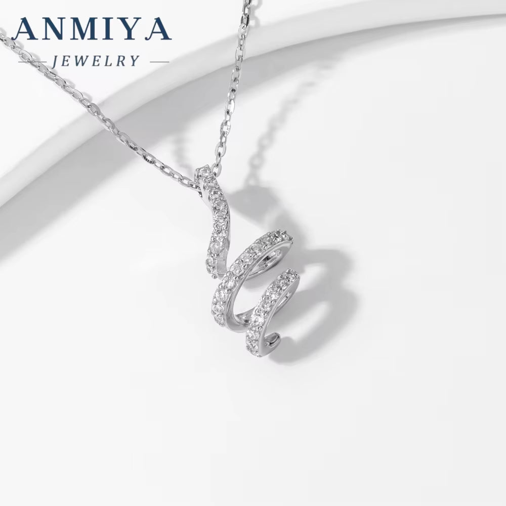 ANMIYA Minimalist Surround Rose Gold Plated Necklace Sterling Silver Fashion Jewelry Girls Necklaces