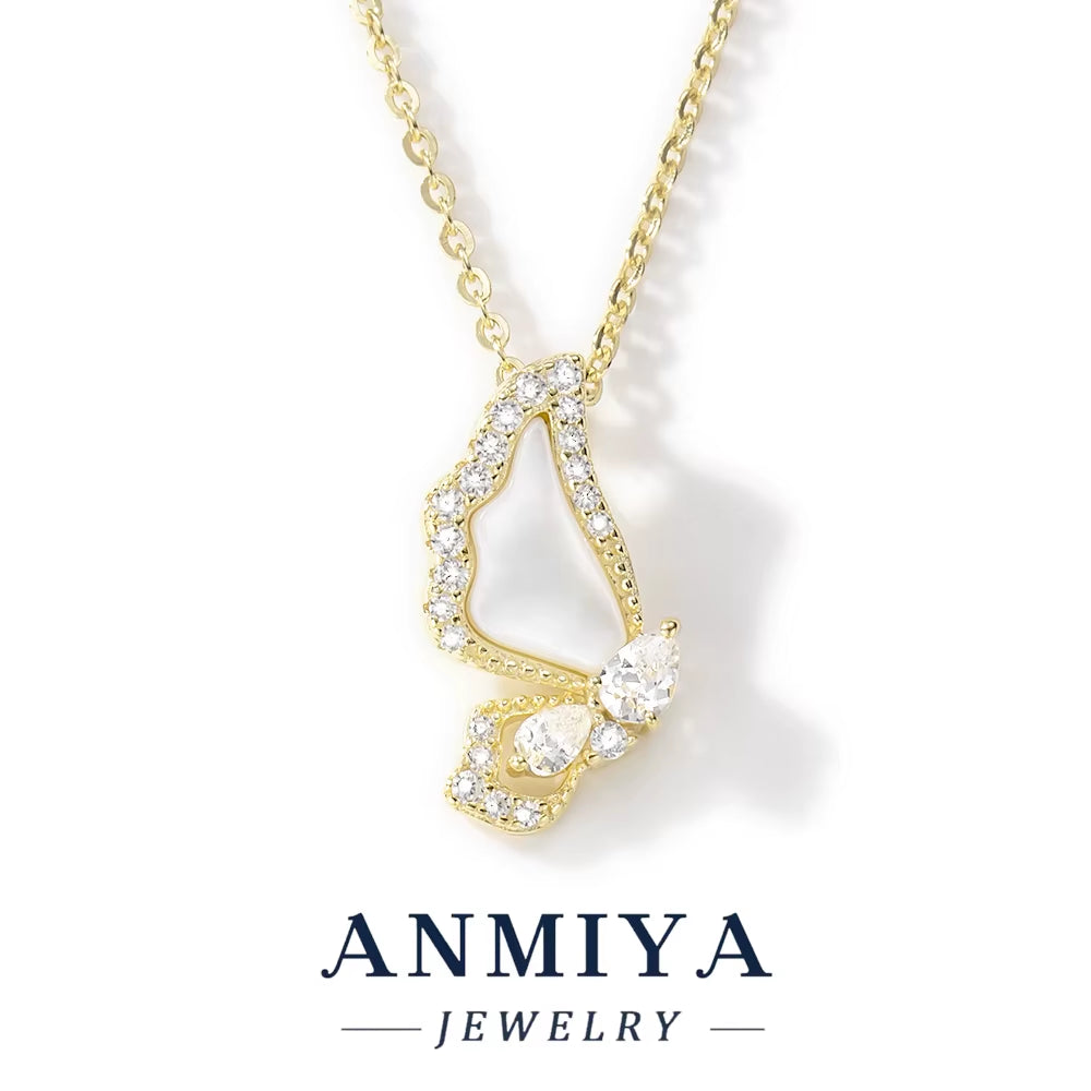 925 Sterling Silver Gold-Plated Butterfly with Cubic Zirconia Elegant and Minimalist Design Perfect Necklace for Daily Wear