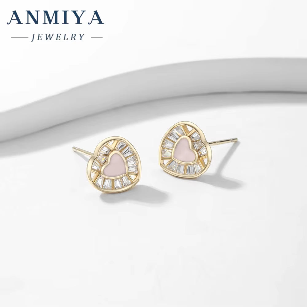 Wholesale Fashion Jewelry 925 Sterling Silver Love Heart Shape Stud Earrings Korean Earrings