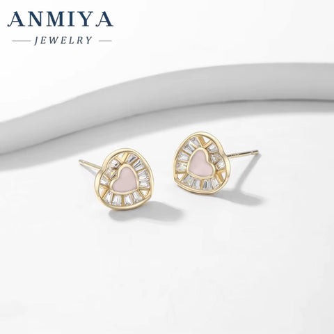 Wholesale Fashion Jewelry 925 Sterling Silver Love Heart Shape Stud Earrings Korean Earrings