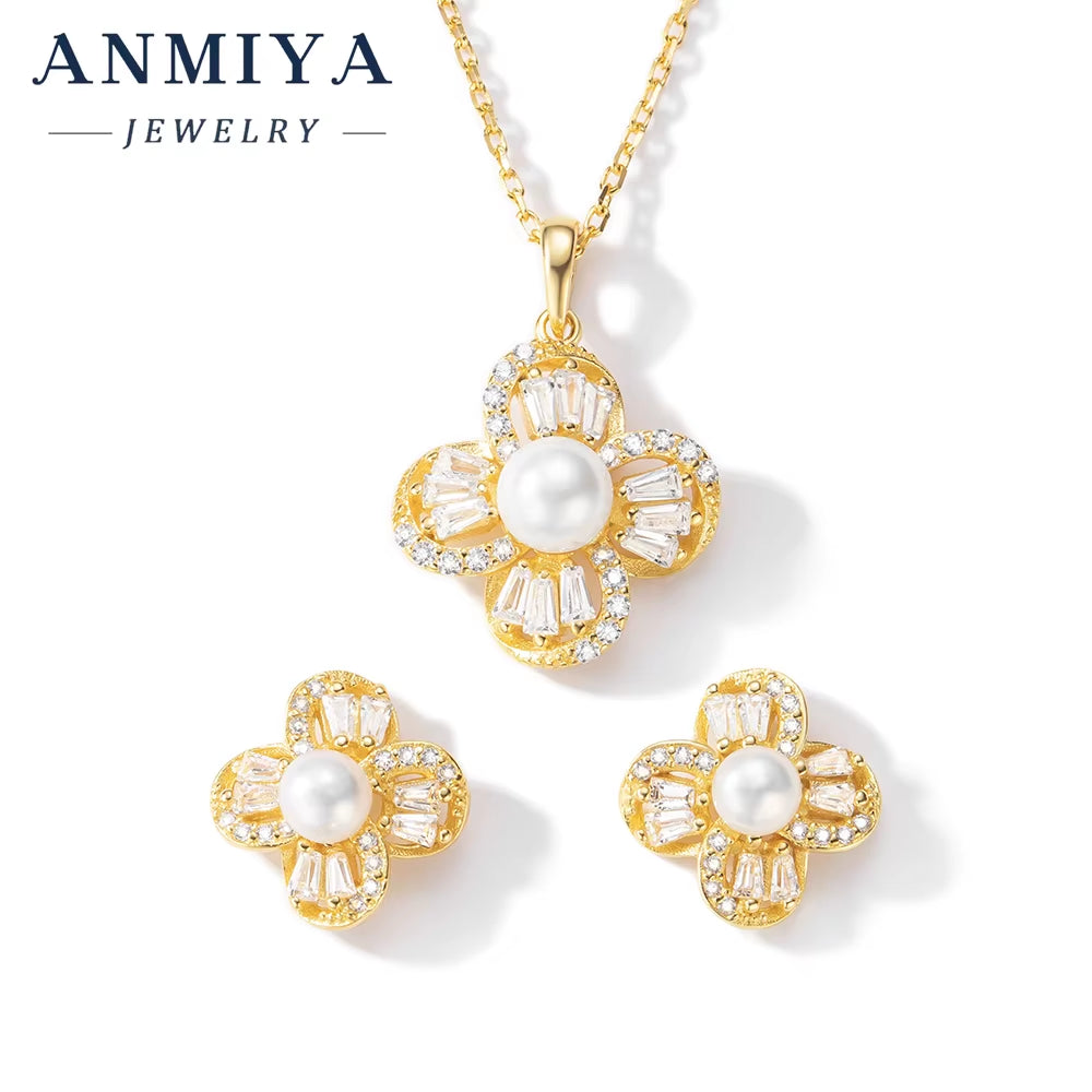 925 Sterling Silver Jewelry Set for Women, Elegant Silver 925 Set, Trendy Silver Jewelry Gift, Matching Necklace & Earrings