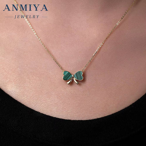 Exquisite Malachite Pendant Necklace in 925 Silver | Trendy Sterling Silver Jewelry for Women | Green Stone Silver Chain