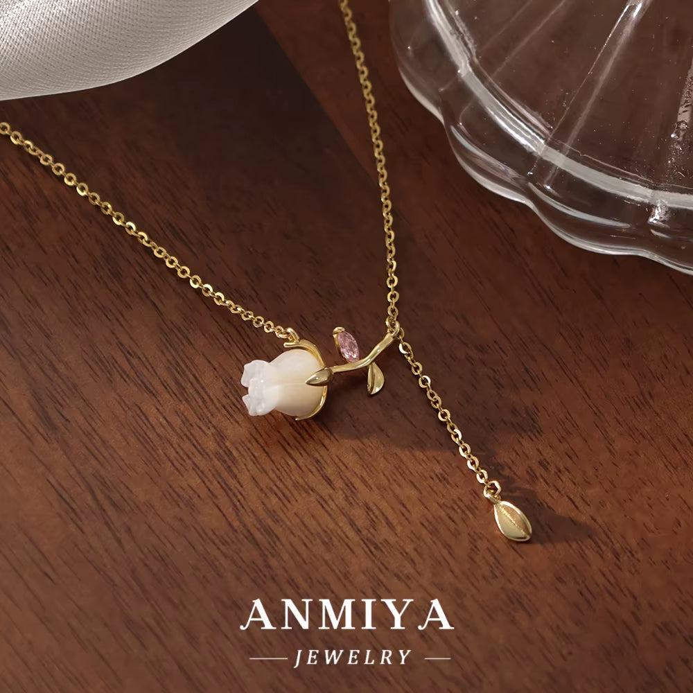 2024 Hot Tulip Flower Zircon Necklace High-Quality Accessories Necklace 925 Silver Necklace Wholesale