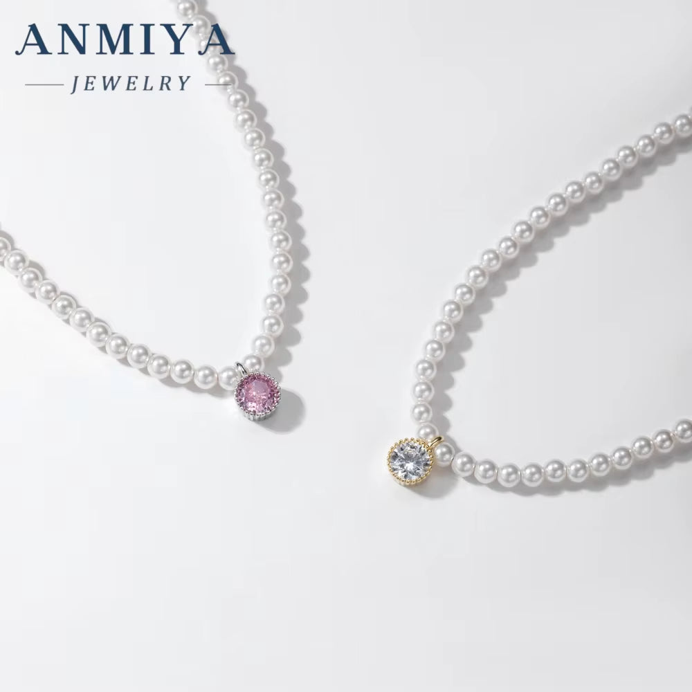 2024 18K Gold Plated Fashion Charms Choker 925 Silver Baroque Beaded Pink Zircon Bead Jewelry Pearl Necklaces for Women