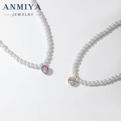 2024 18K Gold Plated Fashion Charms Choker 925 Silver Baroque Beaded Pink Zircon Bead Jewelry Pearl Necklaces for Women