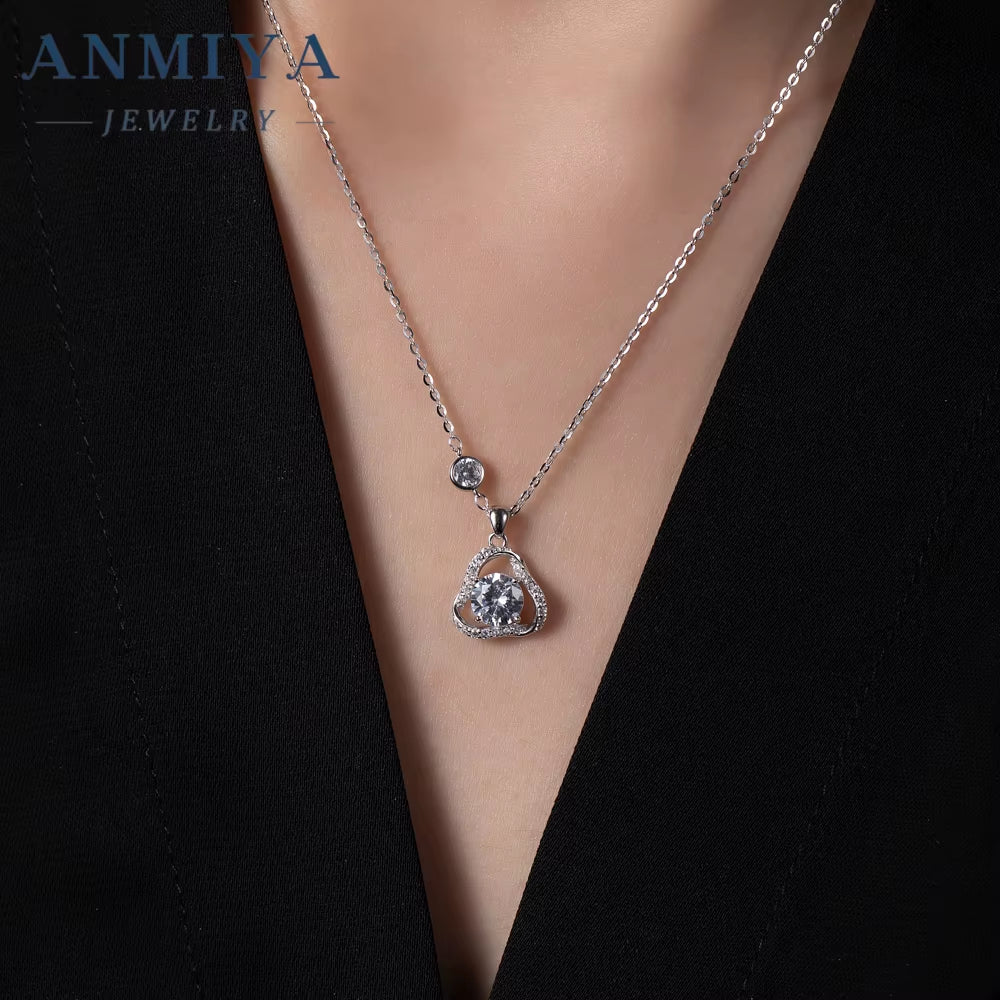 ANMIYA Customize Charms Pendant Zircon Stone 925 Silver 18K Gold Necklace Jewelry for Women