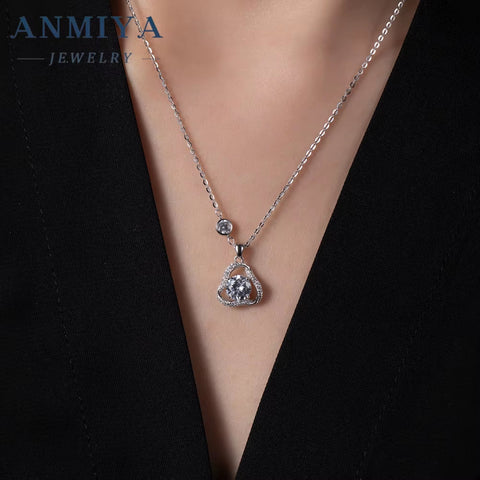 ANMIYA Customize Charms Pendant Zircon Stone 925 Silver 18K Gold Necklace Jewelry for Women