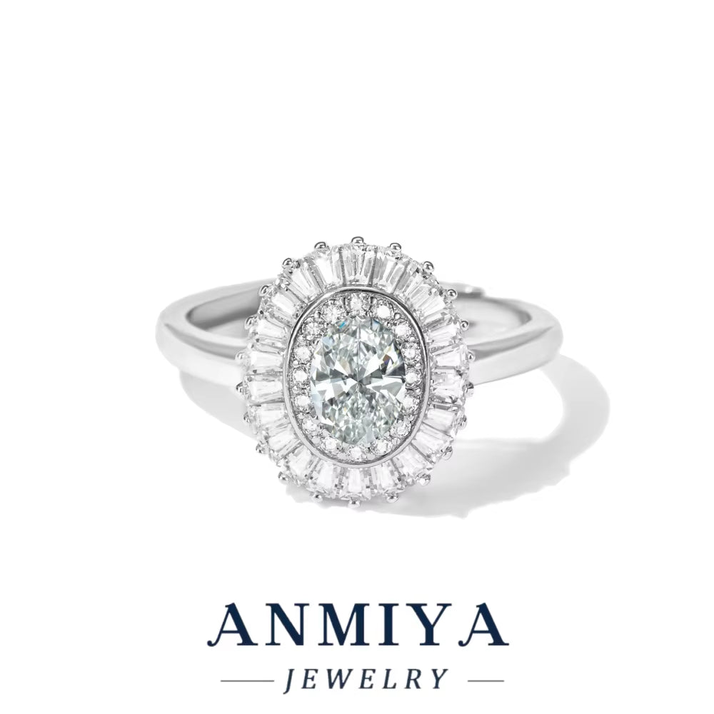 Festival Silver Jewelry - Eye-Catching 925 Sterling Silver Moissanite Cluster Ring for Christmas/New Year Celebration