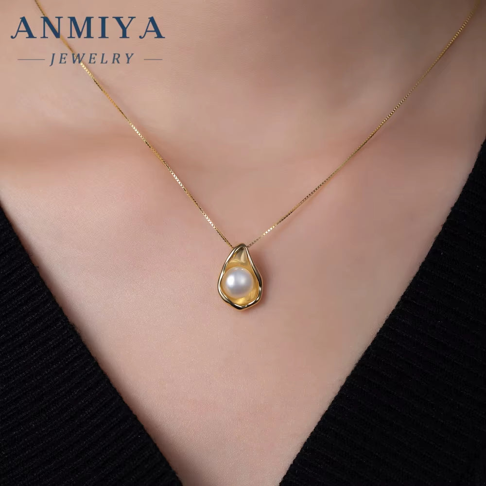 ANMIYA Jewelry 2024 Delicate Silver 925 18K Gold Plated Freshwater Pearl Sea Shell Necklace Earring Jewelry Set