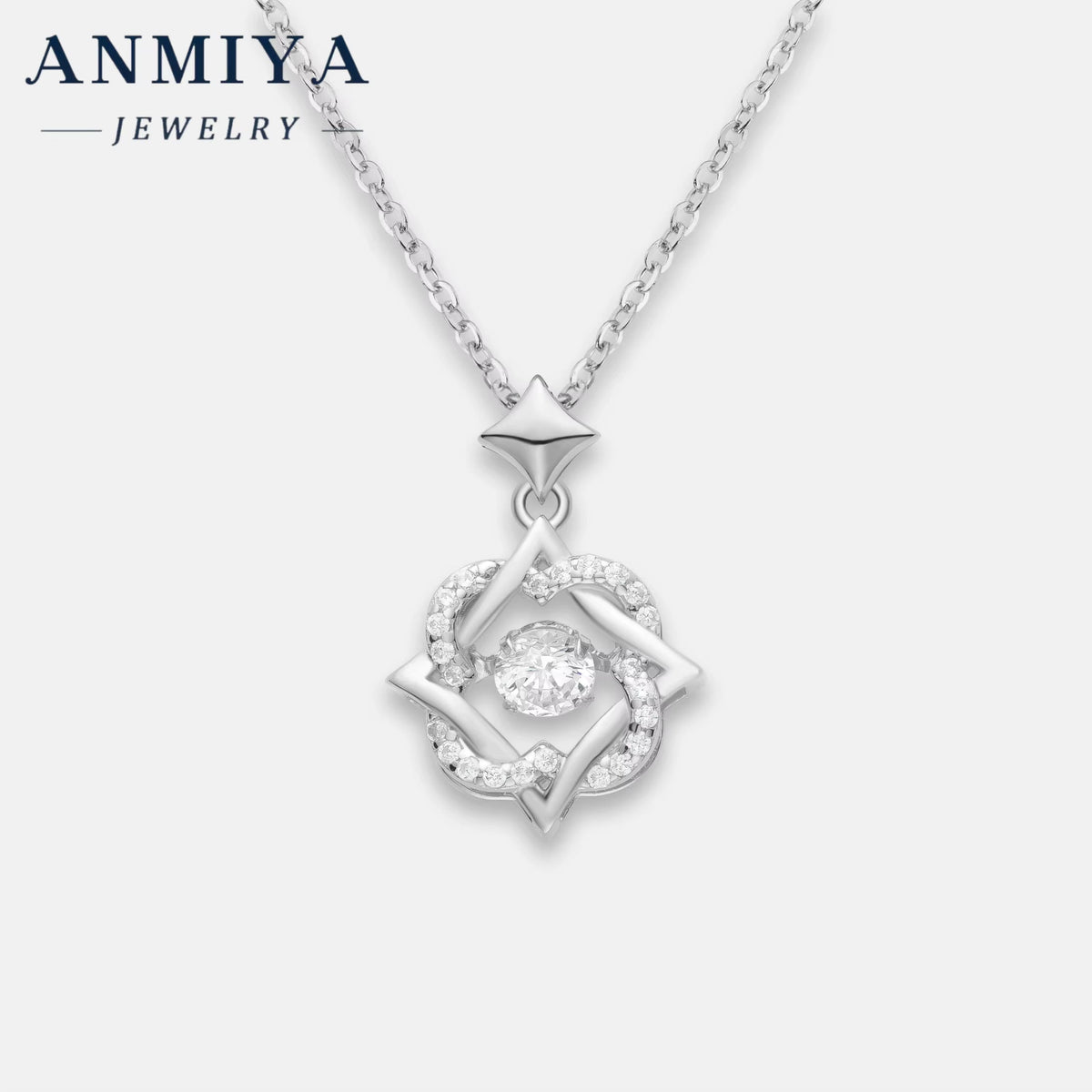 ANMIYA 925 Sterling Silver Necklace Girl Luxury Hexagram Pendant Necklace for Girlfriend