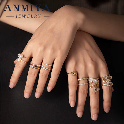 Fashion Jewelry 925 Sterling Silver Stacked Wear Ring Jewelry for Women 18K Gold Plated 925 Silver Wedding Engagement Rings