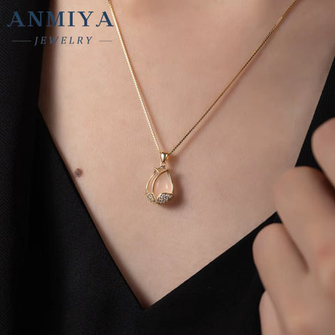New Chalcedony Tulip Necklace Pendant Temperament Diamond 18K Gold Plated Chain Flower Necklace Birthday Gift Girl
