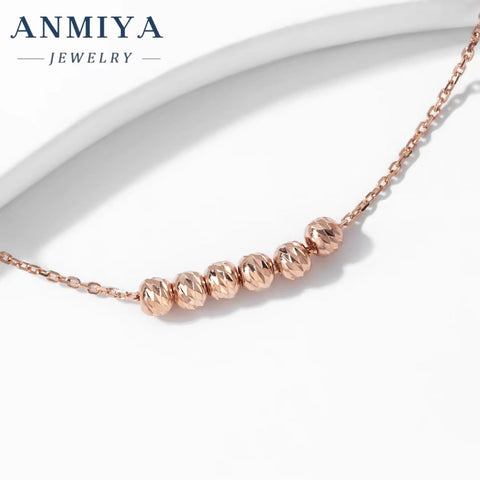 ANMIYA Rose Gold Plated 925 Silver Temperament Fine Jewelry Collarbone Bead Necklace for Women