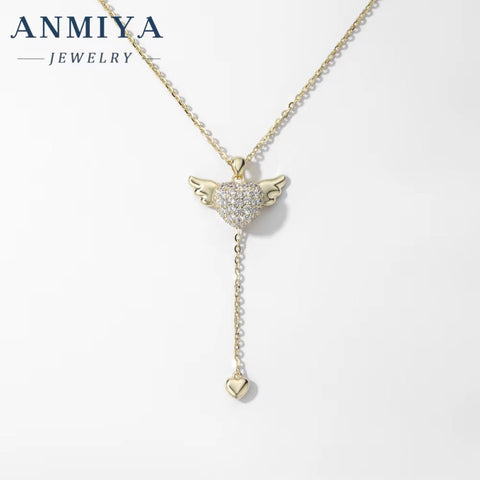 Fashion Cupid Heart Necklace Girls Friendship Accessory Jewelry Sterling 925 Necklace for Women