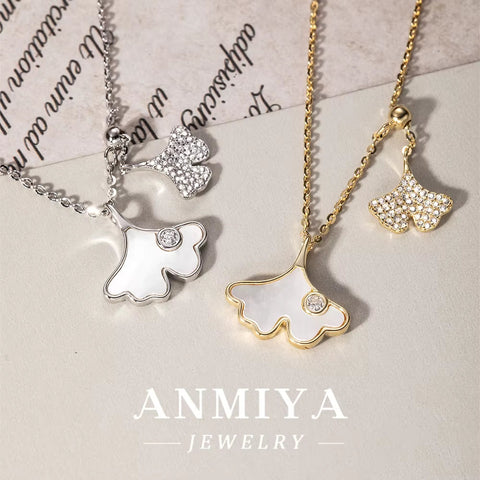 Customizing Jewelry Fashionable Ginkgo Leaf White Shell Necklace Inoxidable 925 Silver Necklace for Women