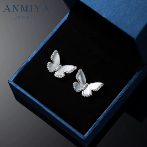 ANMIYA Fine Fashion Jewelry Zc Butterfly 925 Sterling Silver Sweet Girl Earrings