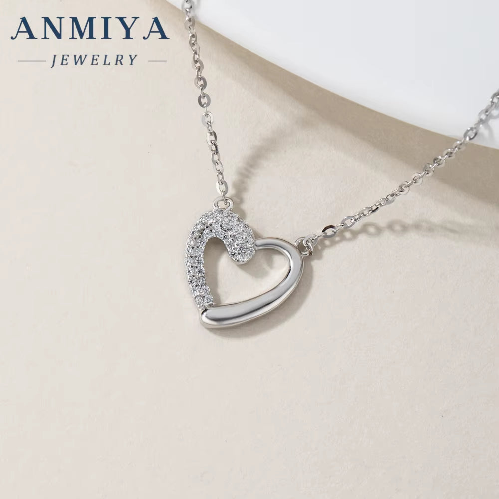 Fashion 925 Silver Zircon Heart Bridal Jewelry Necklace Women Dubai Jewelry Sets Jewellery Earring Pendant Wedding Set