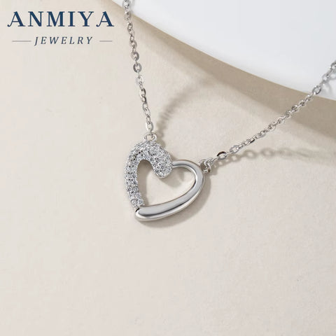 Fashion 925 Silver Zircon Heart Bridal Jewelry Necklace Women Dubai Jewelry Sets Jewellery Earring Pendant Wedding Set