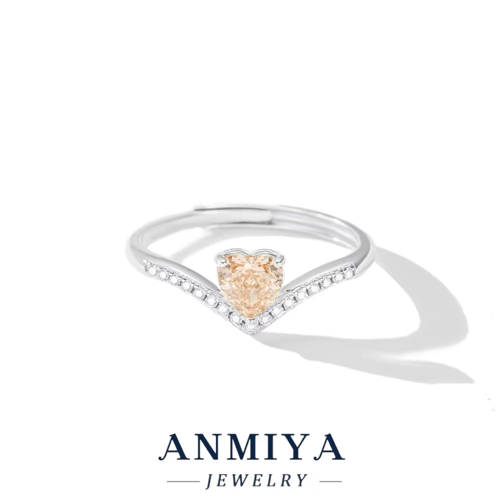 Wholesale 925 Heart Zircon Ring Luxury Silver Jewelry Bulk Stock for Anniversary/Gift/Women