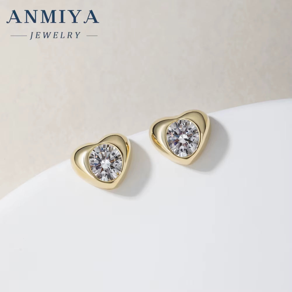 2024 Jewelry Heart Shape Zircon Necklace 925 Silver Jewelry Set for Women 18K Gold Plated Necklace Earring