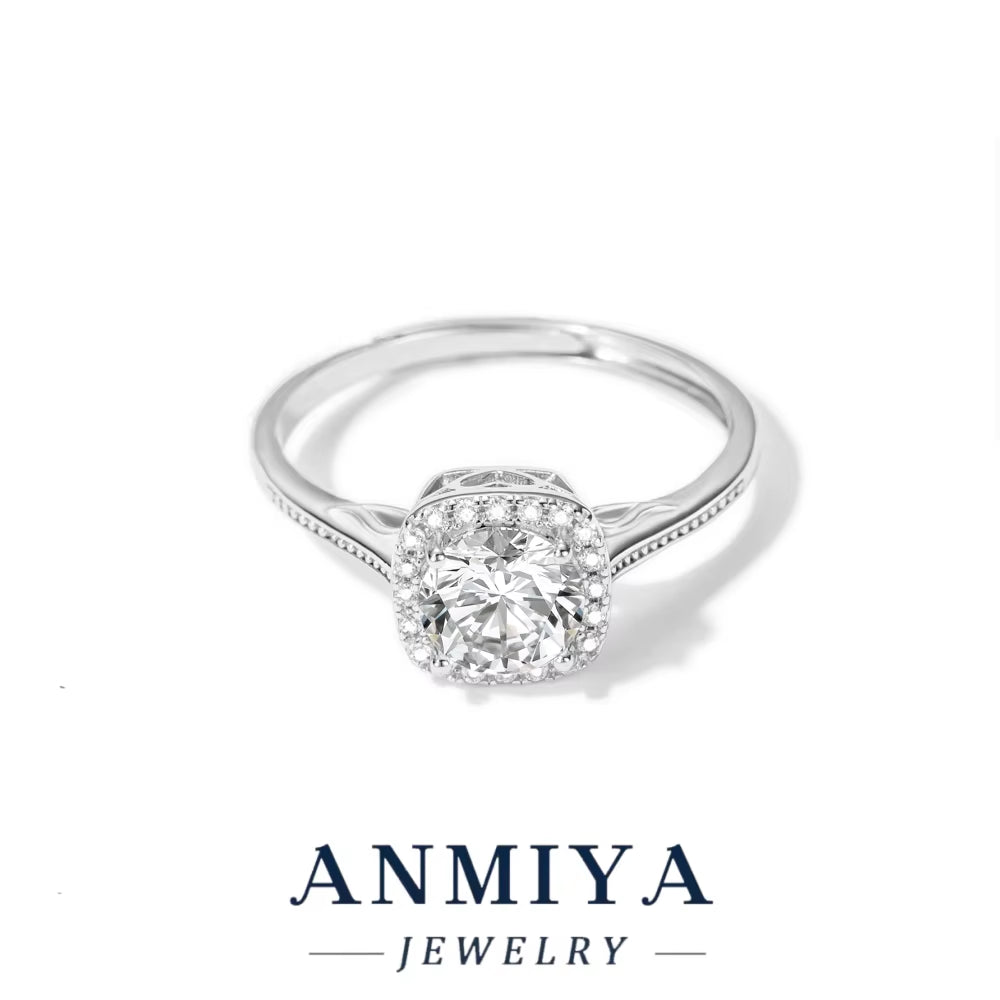 Gorgeous Silver Jewelry - Smooth-Edged 925 Sterling Silver Moissanite Ring for Wedding