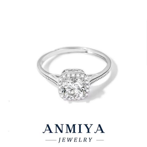 Gorgeous Silver Jewelry - Smooth-Edged 925 Sterling Silver Moissanite Ring for Wedding