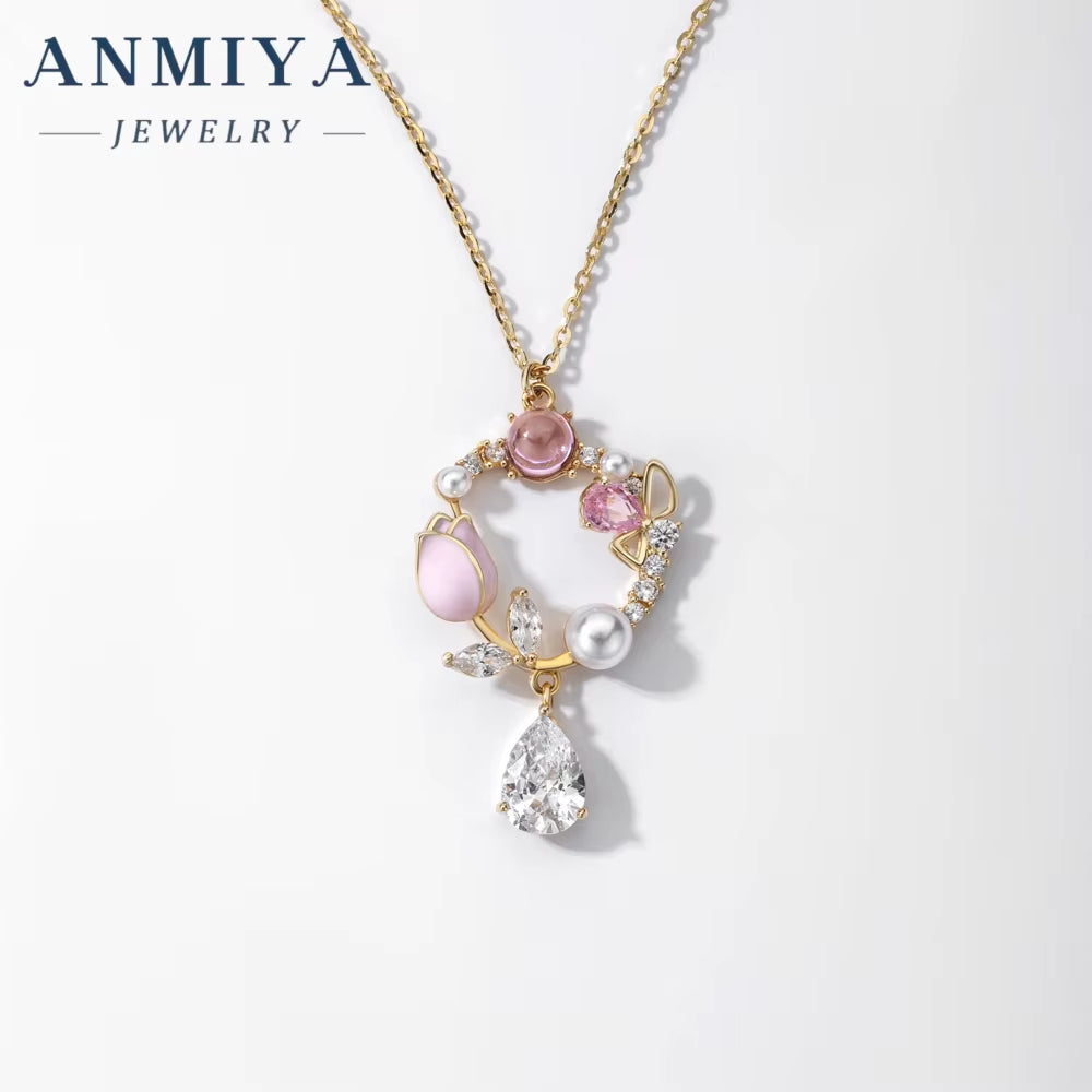 Women Flower Zircon Circle Garland Necklace Female Hot Fashion Temperament Collarbone Chain Necklace Wholesale for Women