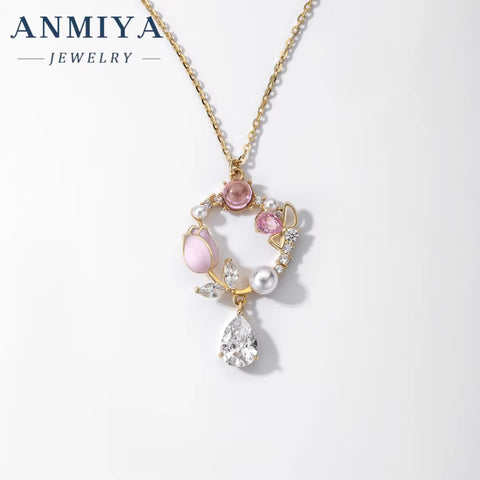 Women Flower Zircon Circle Garland Necklace Female Hot Fashion Temperament Collarbone Chain Necklace Wholesale for Women