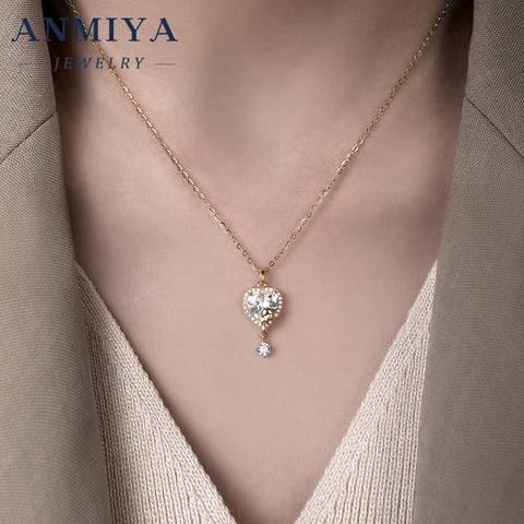 Hot Sell Silver Jewelry 925 Heart Shape Zircon Jellyfish Motif Necklace & Earring for Party Wear