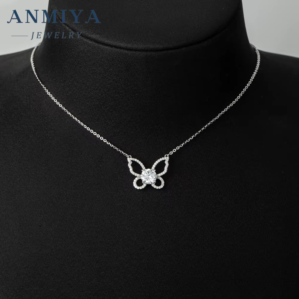 ANMIYA Hot Sales Mama Women'S S925 Silver Jewelry Charm Butterfly Pattern Necklace Jewelry