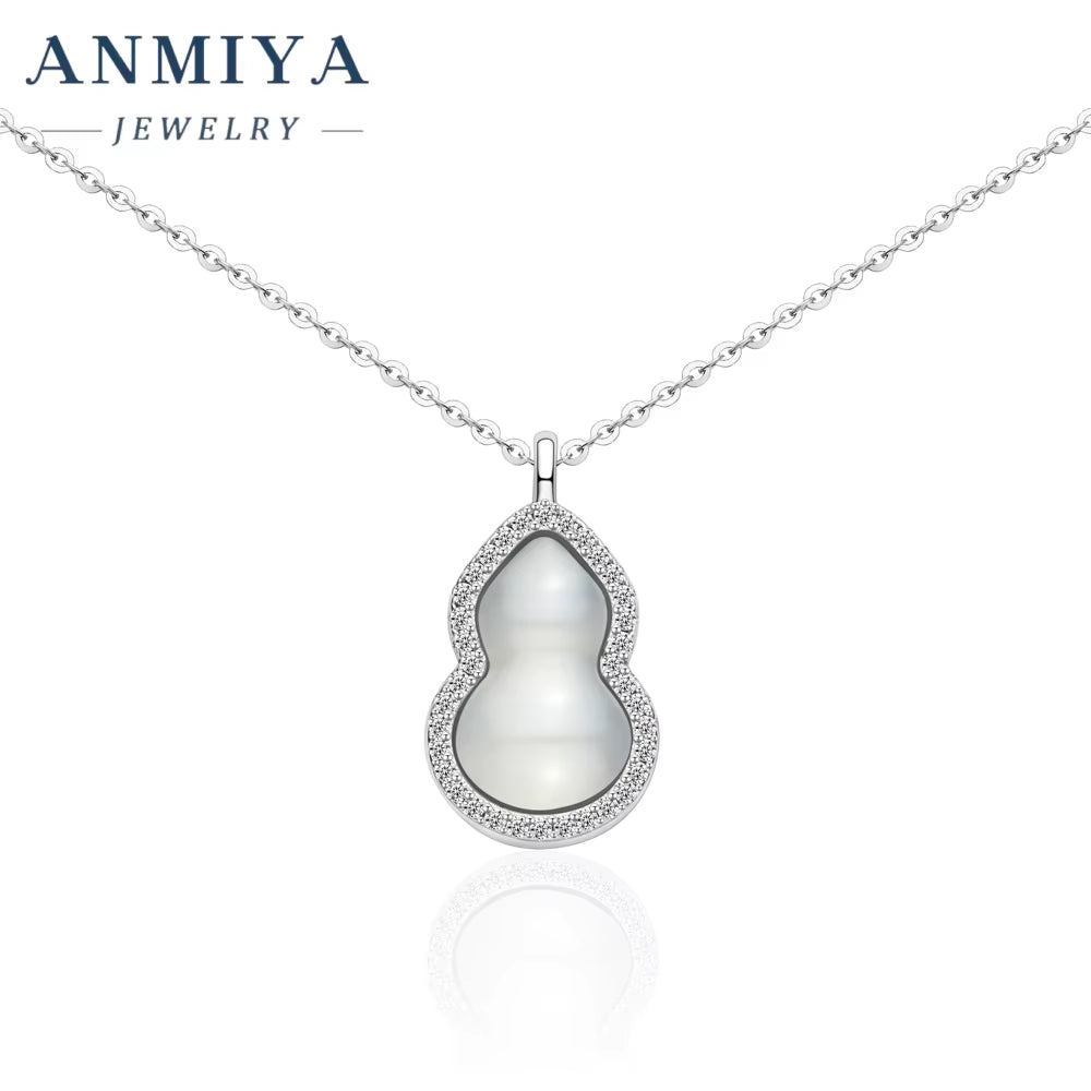 ANMIYA Cute Calabash Pendant 925 Sterling Silver 18K Gold Necklace for Women Girlfriend