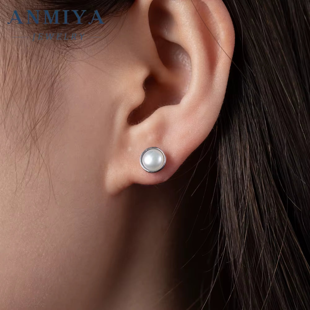 2024 Summer Elegant Cute Pure 925 Sterling Silver Small Pearl Stud Earrings for Women Girls
