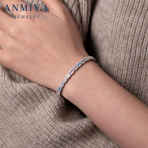 925 Sterling Silver Jewelry Handmade Dainty Silver Clover Bracelet with Cubic Zirconia for Women'S Lucky Charm Gift