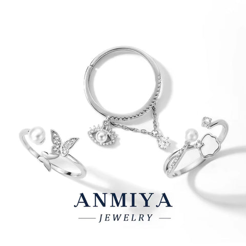 Fashion Design 925 Sterling Silver Evil of Eye Ring Open Adjustable Butterfly Finger Ring Engagement Rings for Women