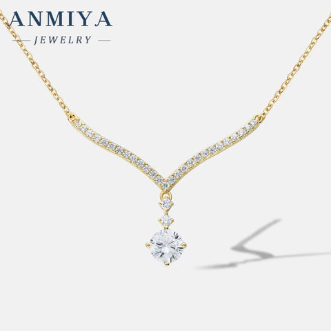 High Quality Gold Plated Golden Short Chain Single round Zircon Clavicle Necklace