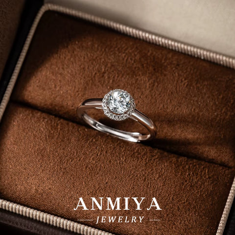 Adjustable Silver Jewelry - Flexible 925 Sterling Silver Moissanite Ring with Slide Resizing Mechanism