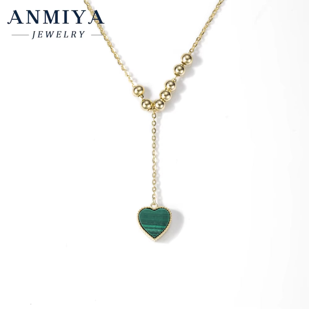 Elegant Silver Jewelry Collection: 925 Necklace with Stunning Malachite Gemstones - Perfect Gift for Her