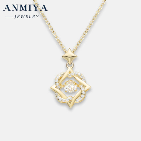 ANMIYA 925 Sterling Silver Necklace Girl Luxury Hexagram Pendant Necklace for Girlfriend