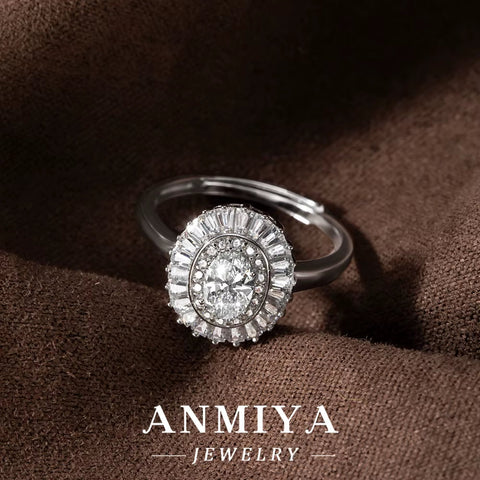 Festival Silver Jewelry - Eye-Catching 925 Sterling Silver Moissanite Cluster Ring for Christmas/New Year Celebration