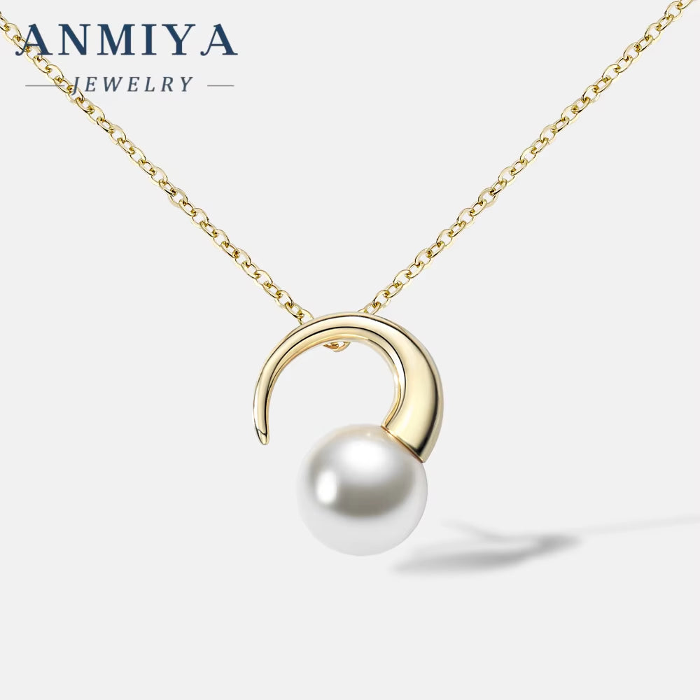 18K Gold Plated Adjustable Necklace for Unisex 925 Sterling Silver Pendant with Freshwater Pearl Zircon Stylish Trendy Necklace