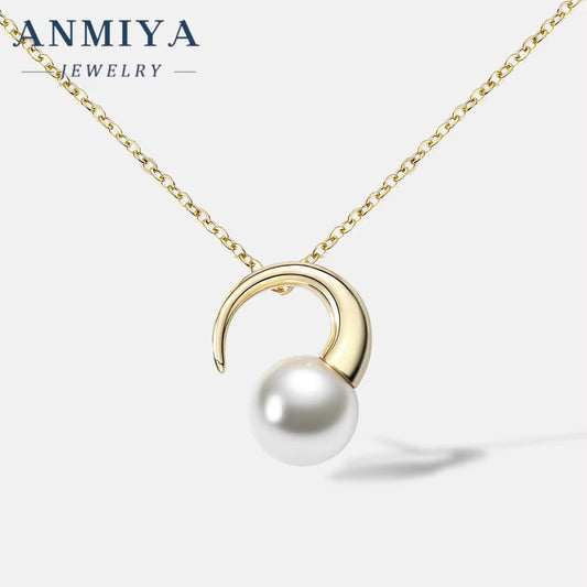 18K Gold Plated Adjustable Necklace for Unisex 925 Sterling Silver Pendant with Freshwater Pearl Zircon Stylish Trendy Necklace