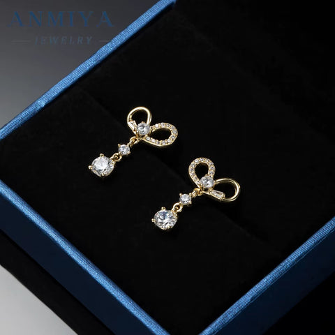 Fashion Heart Drop Zircon Earrings Jewelry Women 18K Gold Plated Zircon Earrings Heart Stud Earring Trendy for Women