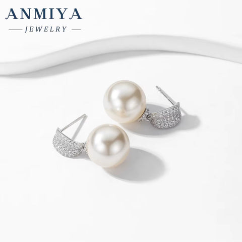 ANMIYA Dangle Fresh Water Pearl Vintage Elegant Sweet Girl Earrings for Fashion Women