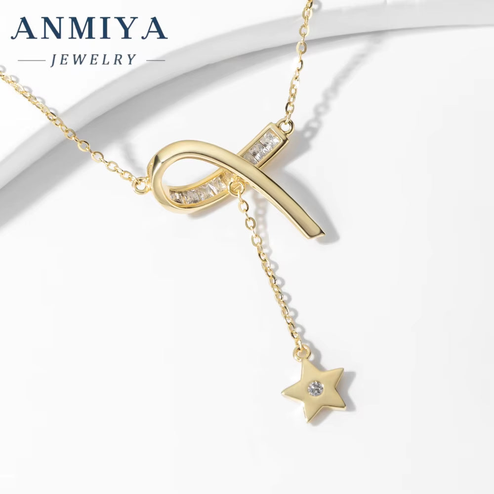 ANMIYA 18K Gold Classic Nature Fresh Water Pearls Beans Shape Sterling Silver Fashion Jewelry Girls 925 Necklaces