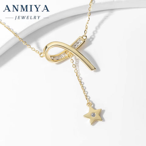 ANMIYA 18K Gold Classic Nature Fresh Water Pearls Beans Shape Sterling Silver Fashion Jewelry Girls 925 Necklaces