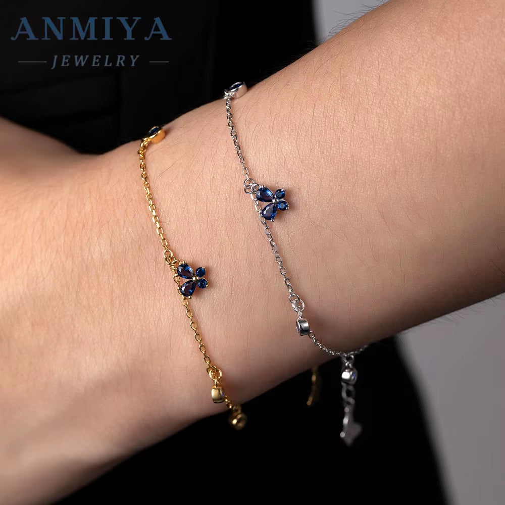 INS Fashion Bracelets Colorful Butterfly Charm Bracelet Fine 925 Silver Jewelry Bangle for Women