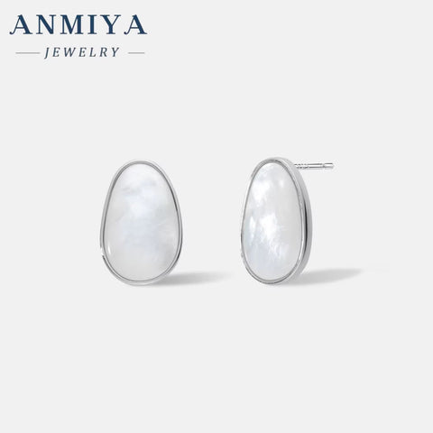 S925 Sterling Silver Korean Style White Shell Earrings Luxury Fashion Jewelry Wholesale Earrings