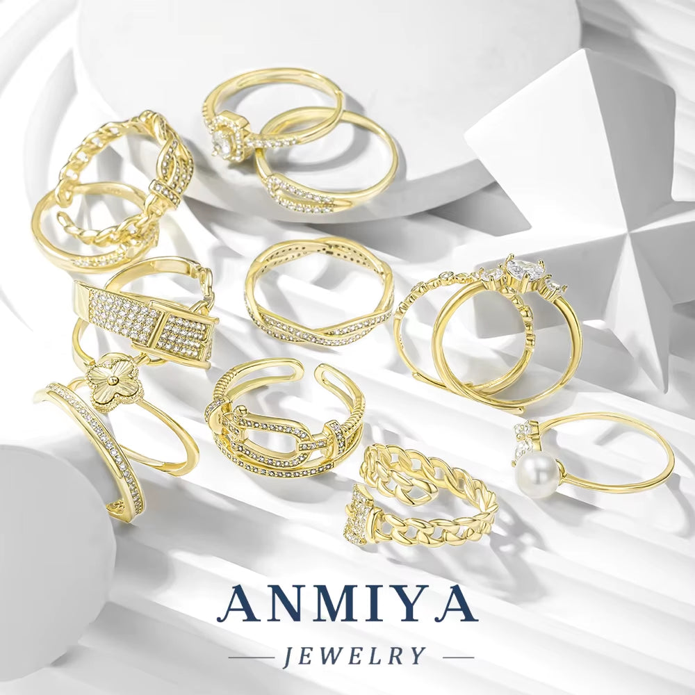 Fashion Jewelry 925 Sterling Silver Stacked Wear Ring Jewelry for Women 18K Gold Plated 925 Silver Wedding Engagement Rings