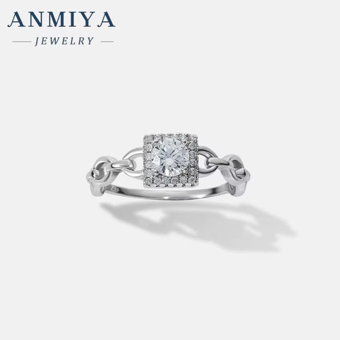 ANMIYA Wholesale 925 Silver Zircon Engagement Eternity Rings Women 925 Silver Diamond Emerald Radiant Oval Cut Ring